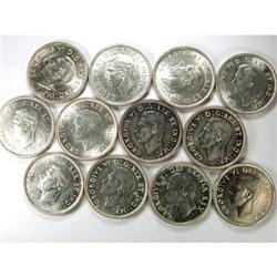 1938-1950. Twelve pieces, AU and better