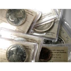 Ten ICCS 1c 25c, 50c and Dollars