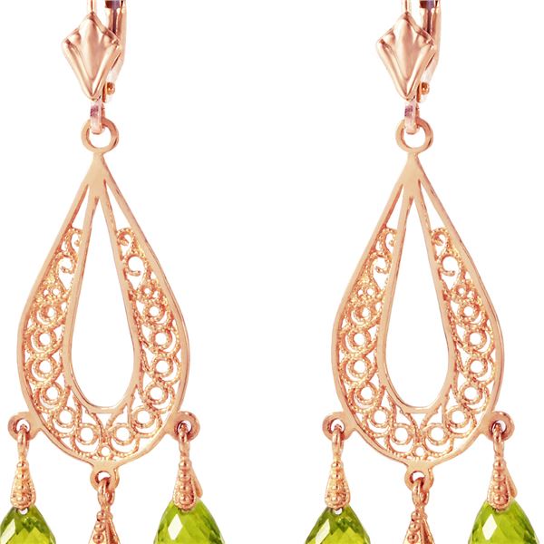 Genuine 3.75 ctw Peridot Earrings 14KT Rose Gold - REF-45P8H