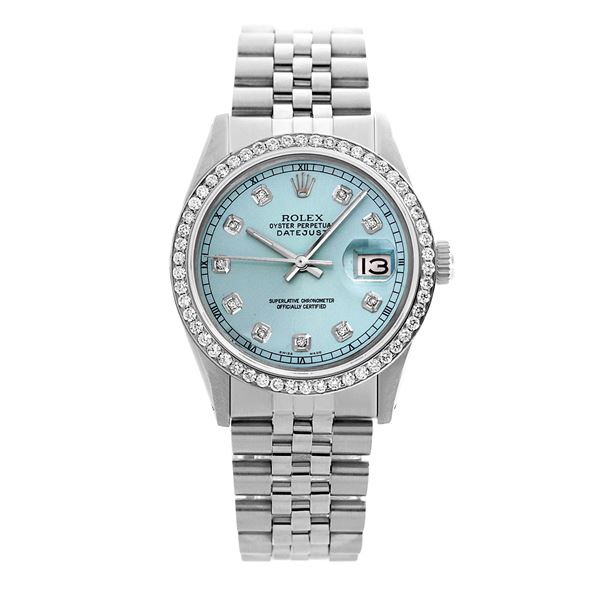Rolex Pre-owned 36mm Mens Ice Blue Dial Stainless Steel