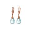 Image 1 : Genuine 6 ctw Blue Topaz Earrings 14KT Rose Gold - REF-27P8H