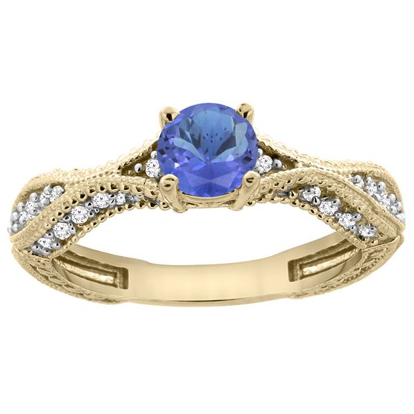 0.84 CTW Tanzanite & Diamond Ring 14K Yellow Gold - REF-70Y2V