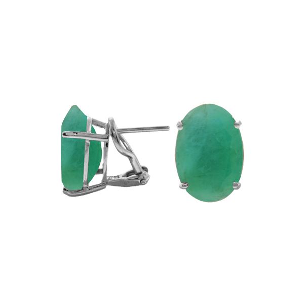 Genuine 13 ctw Emerald Earrings 14KT White Gold - REF-160N9R
