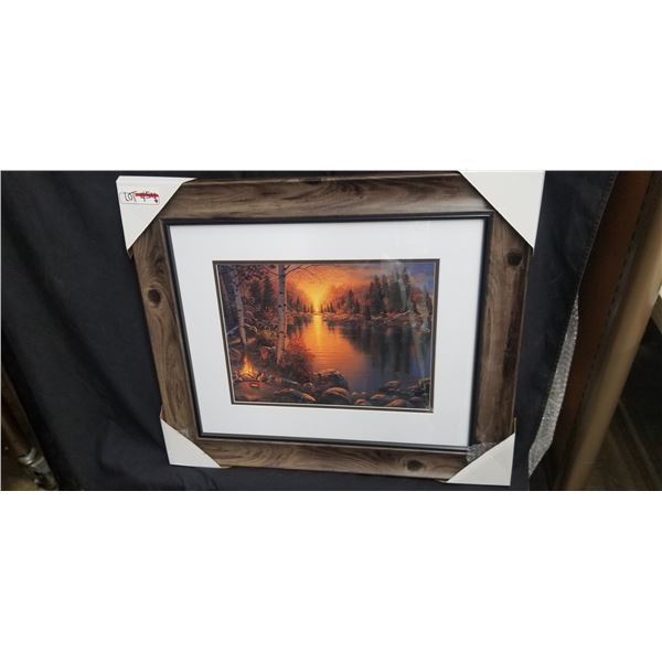 FRAMED CAMPFIRE AND SUNSET PRINT BY DERK