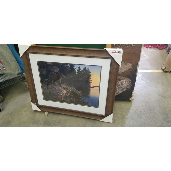 FRAMED LIMITED EDITION BLACK BEAR PRINT 35 W X 30 H BY AL AGNEW