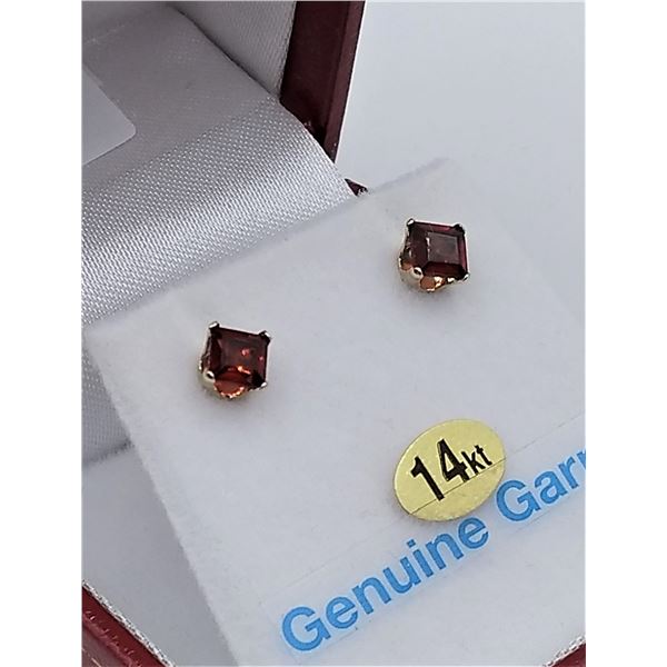 14kt. White Gold 3.8x3.8mm genuine Garnet stud Earrings, 0.75cts of Garnet, W/A $630.00, Garnet is t