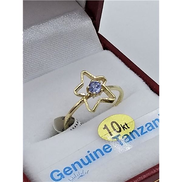 10kt. Yellow Gold 3mm genuine Tanzanite Baby "Star" Ring, 0.2cts of Tanzanite, Size 4, W/A $1235.00,