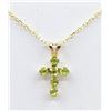 Image 1 : 10kt. Yellow Gold genuine Peridot Cross Pendant with Sterling chain, 6 Peridot (0.42cts), W/A $865.0