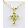 Image 3 : 10kt. Yellow Gold genuine Peridot Cross Pendant with Sterling chain, 6 Peridot (0.42cts), W/A $865.0