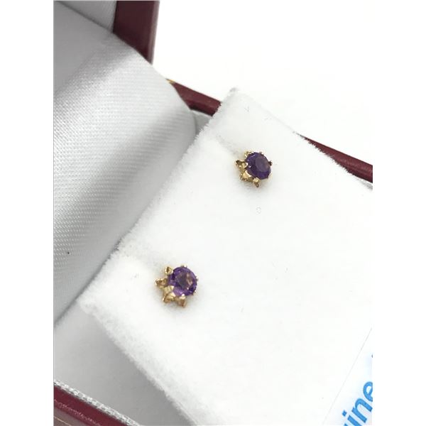 14kt. Yellow Gold 3.3mm genuine Amethyst stud Earrings, 0.24cts of Amethyst, W/A $590.00, Amethyst i