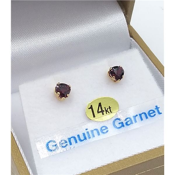 14kt. Yellow Gold 4mm genuine Garnet heart Earrings, 0.66cts of Garnet, W/A $600.00, Garnet is the b