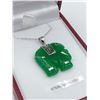 Image 1 : Sterling Silver genuine Jadeite (14.77cts) & Synthetic Ruby "Elephant" Pendant with Sterling chain,