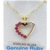 Image 1 : Sterling Silver Yellow Gold plated genuine Ruby heart Pendant with Sterling chain, 7 Rubies (0.3cts)