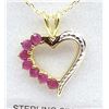 Image 3 : Sterling Silver Yellow Gold plated genuine Ruby heart Pendant with Sterling chain, 7 Rubies (0.3cts)