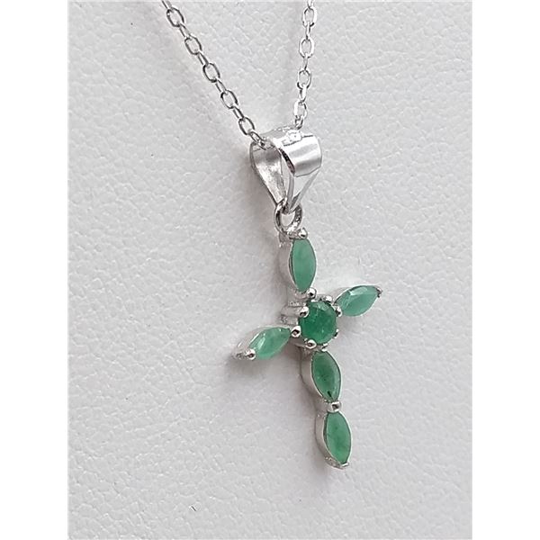 Sterling Silver genuine Emerald Pendant, 6 Emerald (0.35cts), W/A $635.00, Emerald is the birthstone