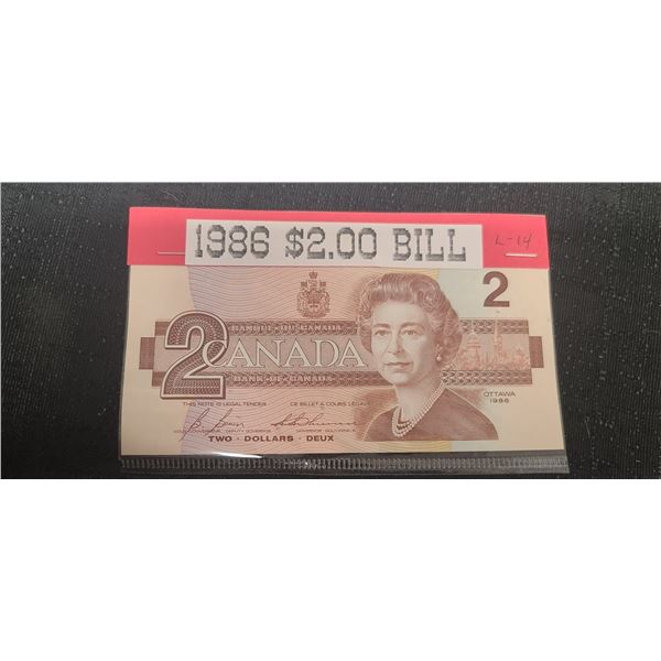 1986 $2 CANADIAN UNCIRCULATED BILL EGR 2787580