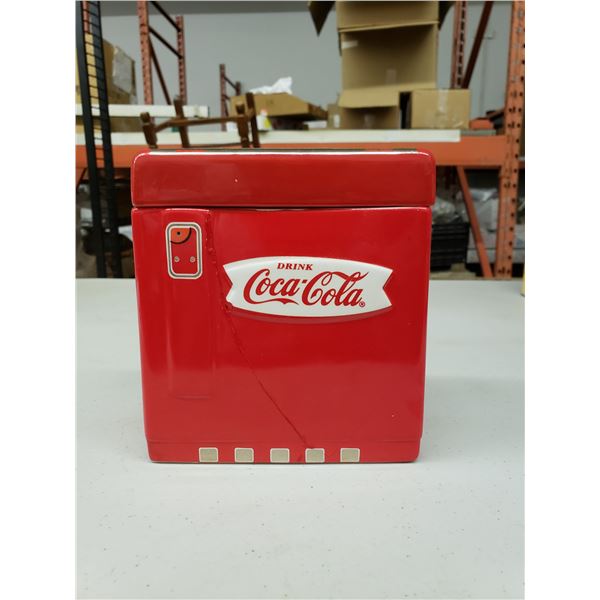 LARGE COCA COLA COOKIE JAR, (PREVIOUSLY CRACKED)