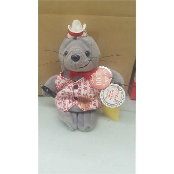 COCA COLA BEAN BAG PLUSH SEAL, EXCLUSIVE 2000 DESIGN