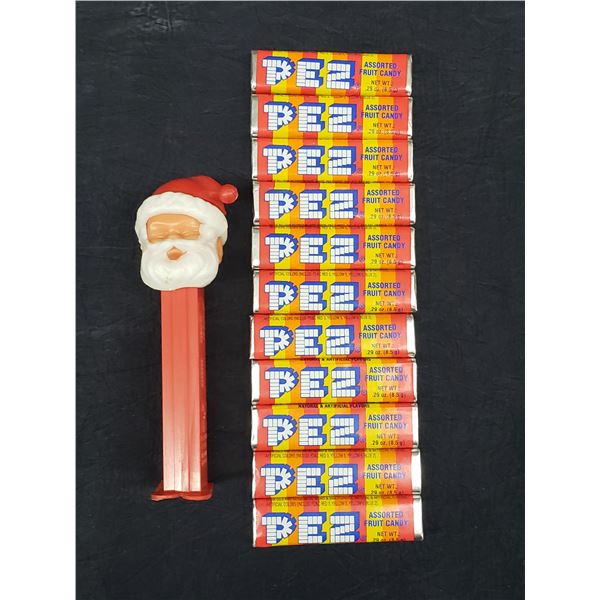 SANTA PEZ DISPENSER WITH 11 PACKS OF CANDY