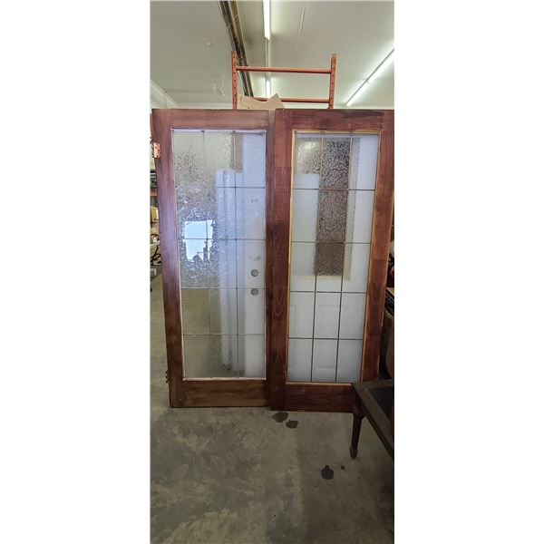 TWO FRENCH DOORS 30  SOME CRACKED PAINS AND ONE MISSING