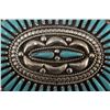 Image 3 : NATIVE AMERICAN NAVAJO SILVER AND TURQUOISE BELT BUCKLE SIGNED LP