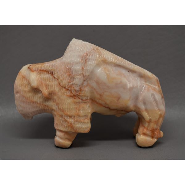 NATIVE AMERICAN ZUNI BUFFALO STONE FETISH SIGNED