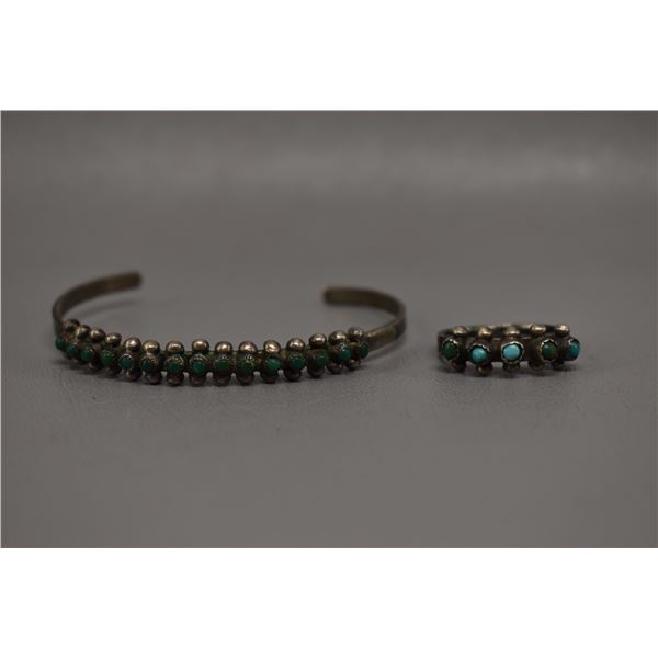 NATIVE AMERICAN NAVAJO SILVER BRACELET AND RING