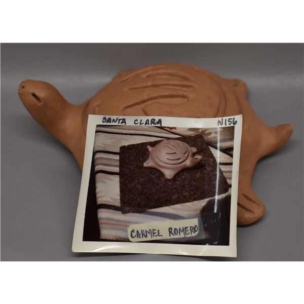 NATIVE AMERICAN SANTA CLARA POTTERY TURTLE BY CARMEL ROMERO