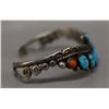 Image 3 : NATIVE AMERICAN NAVAJO SILVER WITH TURQUOIS AND CORAL BRACELET