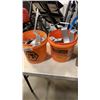 Image 2 : BOX AND 2 BUCKETS OF PIPE CLAMPS - 5.5 - 14 INCH WIDE