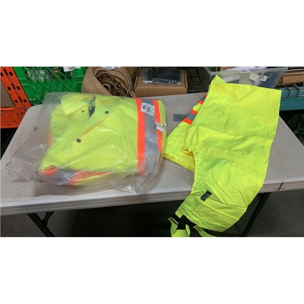 2XL HUGH VIS COVERALLS AND 3XL HIGH VIS JACKET