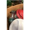 Image 2 : BOX OF ELECTRIC CAMPING LANTERNS, COLEMAN DRINK COOLER, ELECTRIC INFLATOR