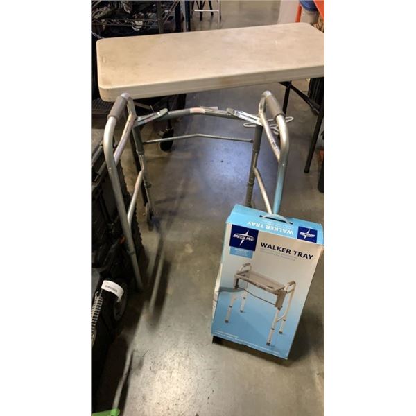 FOLDING WALKER AND WALKER TRAY