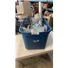 Image 1 : TOTE OF PLUMBING SUPPLIES AND ACCESSORIES
