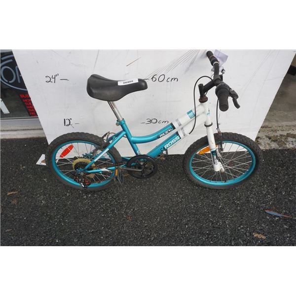 WHITE AND TURQUOISE ROSS BIKE