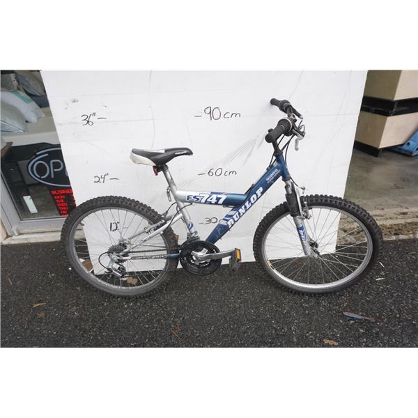 BLUE AND SILVER DUNLOP BIKE