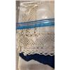 Image 3 : VINTAGE LINENS - CROCHETED DOILIES, SILK-SCREENED SERIGRAPH, DRESSER SCARF, ASSORTED POCKET HANDKERC