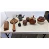 Image 1 : VINTAGE BELLOWS, MATCH STICK HOLDER, CANTEEN AND 2 GINGER JARS