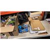 Image 1 : 2 BOXES OF ESTATE GOODS, WIRE RACKS, HEAD WRAPS