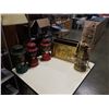 Image 1 : 4 LANTERNS AND BRASS KINDLING BOX