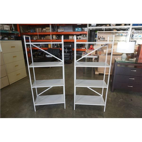 2 GREY METAL 4 TIER SHELVES