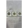 Image 1 : 3 CANADIAN KING GEORGE VI SILVER 25c - 1950, 1951, 841 LAST KNOWN GEORGE VI .800 SILVER