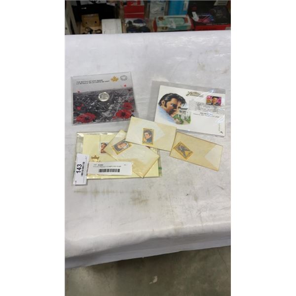 4 ELVIS PRESLEY STAMPS AND RCMP STAMP