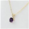 Image 3 : NEW 10KT. YELLOW GOLD 7MM X 5MM GENUINE AMETHYST PENDANT WITH STERLING CHAIN, 0.64CTS, W/A $725.00