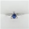 Image 1 : 10KT. WHITE GOLD 4.97MM X 3MM GENUINE BLUE SAPPHIRE "BUTTERFLY" BABY RING, 0.21CTS, W/A $785.00, SIZ