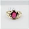 Image 2 : 10KT. YELLOW GOLD 7.96MM X 6.17MM NATURAL RUBY (1.25CTS) & DIAMOND (0.02CTS) RING, W/A $1630.00, SIZ
