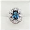 Image 1 : STERLING SILVER 10MM X 6.9MM GENUINE BLUE TOPAZ (2CTS) & CZ RING, W/A $865.00, SIZE 6