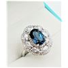 Image 3 : STERLING SILVER 10MM X 6.9MM GENUINE BLUE TOPAZ (2CTS) & CZ RING, W/A $865.00, SIZE 6