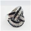 Image 2 : STERLING SILVER BLACK & WHITE DIAMOND RING, 97 DIAMONDS, 1 FULL CARAT OF DIAMOND! W/A $1500.00, SIZE