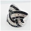 Image 3 : STERLING SILVER BLACK & WHITE DIAMOND RING, 97 DIAMONDS, 1 FULL CARAT OF DIAMOND! W/A $1500.00, SIZE